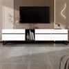 Wiuzo Mobile TV da 180 cm con scomparto pieghevole, scomparti aperti e doppie porte, pensile minimalista come credenza, mobile TV e armadio da soggiorno con molto spazio (bianco)