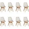 DEYARNA HOME Set di 8 Sedie da Pranzo Scandinave con Gambe in Legno, Cachi | Impermeabile e resistente, facile da pulire, Schienale Traforato a Rete, montaggio semplice, per Soggiorno, cucina e caffè