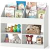 COSTWAY Libreria Montessoriana Porta Libri per Bambini, Scaffale Multifunzione con 4 Cubi e 4 Scomparti, Anti-ribaltamento, Salvaspazio per Cameretta e Stanza dei Giochi, 90x34x80 cm (Bianco)