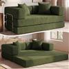 Vipbear Divano letto velluto a coste 160×90×70 cm, divano a pavimento trasformabile 5-in-1, schiuma ad alta densità, pet-friendly ed ergonomico, senza montaggio, Verde