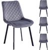 Shally Dogan Set 4 Sedie per Sala da Pranzo, Casa, Ufficio, Soggiorno, Sala d'Attesa, Sedia Ergonomica con Rivestimento in Velluto e Piedi Nero, Poltrona Design Moderno Comoda con Struttura Robusta (Grigio)