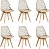 DEYARNA HOME Set di 6 Sedie da Pranzo Scandinave con Gambe in Legno, Cachi | Impermeabile e resistente, facile da pulire, Schienale Traforato a Rete, montaggio semplice, per Soggiorno, cucina e caffè