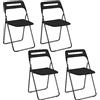Baroni Home Sedia Pieghevole Salvaspazio, Sedia da Pranzo per Interno ed Esterno con Struttura in Acciaio, 4 Pezzi, Nero, 42x38x78 cm