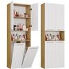 BDW Mobiletto da bagno, 2 cesti portabiancheria, 2 ante, 174 x 60 x 30 cm, mobiletto lavabo, mobiletto alto, arredamento bagno, mobiletto alto da bagno, mensola da bagno (Artisan/Bianco)