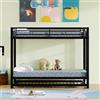 Moimhear Letto a castello, 90 x 200 cm, con telaio in ferro, letto per bambini, dotato di letto estraibile, ringhiera alta, certificato EN747, struttura robusta (nero)
