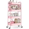 Urackify Carrello 4 Ripiani su Ruote, rosa