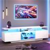 Easexcy Mobile per TV con armadi, pannello basso lucido e tavolo per TV, adatto per TV da 70/75/85 (160 x 40 x 45 cm)