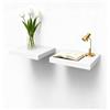 GZTGZMWG Set di 2 Mensole da Muro Parete Legno Bianco, Libreria Mensola Portaoggetti Sospesa Angolare da Muro per Cucina/Soggiorno/Cameretta/Bagno/Balcone/Bianca(Venature di Quercia) 25x22CM