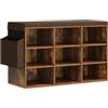 WOLTU Panca Scarpiera da Ingresso, Scaffale Porta Scarpe a 9 Scomparti con Seduta Imbottita, Mobile da Ingresso Salvaspazio in Legno, Marrone Rustico+Marrone, 76,8x30x48,5 cm