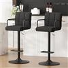 Ckaff Set di 2 Sgabelli da Bar, Sgabelli Cucina Girevole 360°Altezza Regolabile da Penisola, Sgabelli Alto in Velluto con Schienale, Bracciolo, Poggiapiedi per Bar Cucina Ristorante, Nero