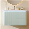 Easexcy Mobile sottolavabo da parete, luce LED con sensore di movimento radar, cassetti silenziosi, design antiurto, lavabo monopezzo (80,5 x 47,5 x 51 cm, verde)