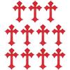 PATIKIL 11 toppe termoadesive a forma di croce, ricamate, da cucire, per riparare zaini, vestiti, scarpe, cappelli, fai da te, colore: rosso