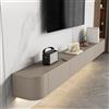 Btsunotr Mobile TV Galleggiante Mobile TV A Parete Mobile Portaoggetti Per La Casa Con Ante Console Multimediale Per L'intrattenimento Ad Angolo Rotondo Per Soggiorno Moderno In (Khaki, 140cm)