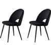 BenyLed Set di 2 Sedie da Pranzo in Velluto Olandese, Sedia da Cucina Imbottita Moderna di Metà Secolo con Gambe in Metallo per il Soggiorno, Sala da Pranzo (Nero)