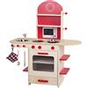 roba Cucina Giocattolo, in Legno Naturale, con fornelli, Lavello, Rubinetto e scaffale, Rosso