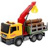 ColorBaby Speed & Go - Camion gru giocattolo in legno, con luci e suoni, braccio estensibile, frizione, interattivo, sistema di frizione, scala 1:14, auto per bambini dai 3 anni in su (39064)