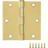 Design House 181453 Cerniera per porta in ottone satinato, 8,9 cm, quadrata, confezione da 3, 3,5 x 3,5 standard