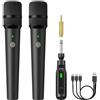 TONOR Microfoni Dinamici Wireless Ricaricabili, Sistema Microfoni Doppi Portatili Senza Fili con Ricevitore per Karaoke, Canto, Feste in Casa, Compleanni, Discorsi, Durata 30H, 2.4GHz, TW 220