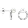 SOFIA MILANI - Orecchini da Donna in Argento 925 - con Pietra Zircone - Orecchino a Perno a Cerchio Perla - E2234