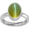 JAGDAMBA GEMS Anello regolabile in argento con pietra occhio di gatto naturale certificata da 9,50 carati, per uomo e donna, con pietra naturale occhio di gatto e lehsunia, occhio di gatto, Anello con