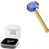 Monster Piercing 14k giallo oro artiglio imposta 2,5 MM blu zaffiro rotonda pietra di cristallo 22 Gauge naso osseo naso Stud Piercing