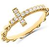 Anellissimo Anello croce rosario donna in argento 925 placcato oro 18 carati con zirconi - 12