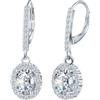 CONILOK Orecchini Pendenti da Donna con Zirconi- Orecchini Aureola Ovale in Argento 925 Ipoallergenico, Orecchini a Ciondolo Bianco Moda e Scintillanti, Gioielli Eleganti da Regalo per Lei