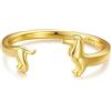 IMINI Grazioso anello per bassotto, in argento Sterling 925, per animali domestici, cuccioli, cani, avvolgere le dita, anello aperto, regolabile, gioielli delicati per le donne amanti degli animali