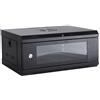 Generico Armadio Rack da Parete 4U 19 in Acciaio Nero con Porta in Vetro Temperato e Serratura - 53x40x24 cm - Compatto e Ventilato per Server, Switch, DVR e Router