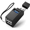 HAUXGOGO Adattatore USB a 3 porte, hub USB 3.0 e due porte 2.0, splitter USB portatile (1 ingresso, 3 uscite) per chiavette USB, tastiera, mouse, hard disk mobili, ecc. (nero)