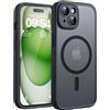 TOCOL Cover Magnetica per iPhone 15 Plus 6,7 Pollic, Compatibile con MagSafe, Protezione Fotocamera Integrata, Custodia Antiurto Traslucida Opaca, Nero