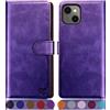 SUANPOT Custodia a portafoglio per iPhone 13 (non 13Pro) da 6,1 pollici 5G con blocco RFID, porta carte di credito, custodia in pelle PU antiurto per cellulare donne uomini per Apple 13 custodia