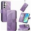 JIUNINE Custodia Protettiva per Samsung Galaxy S26, Cover Libro PU Pelle Antiurto Portafoglio con Design Farfalle 3D, Slot per Carte, Supporto Stand Regolabile, Chiusura Magnetica, Viola