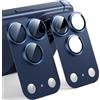 TAURI 2 Pezzi Pellicola Fotocamera per iPhone 17 Pro,Blu Scuro | Copertura Totale in Vetro Temperato 9H con Anello, Piastra in Metallo Opaco, Resistente ai Graffi
