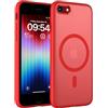 TOCOL Cover Magnetica per iPhone SE 3 2 (2022,2020), iPhone 8 7 4,7 Pollic, Compatibile con MagSafe, Custodia Antiurto Traslucida Opaca, Rosso