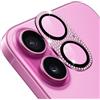 AiMok Bling Pellicola Fotocamera Compatibile con iPhone 16/16 plus, HD Vetro Temperato Alluminio Rim Protezione Lente Pellicola Anti Graffio Custodia per iPhone 16/16 plus - Rosa