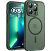 TOCOL Cover Magnetica per iPhone 13 Pro 6,1 Pollic, Compatibile con MagSafe, Protezione Fotocamera Integrata, Custodia Antiurto Traslucida Opaca, Verde Alpino