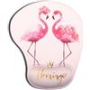 ELLENNE - Tappetino con cuscino in Gel per Mouse | Ergonomico con Poggiapolso| Comodo, Antiscivolo e lavabile | Mousepad per Ufficio, Gaming e Notebook (Cod. 7 - Coppia Fenicotteri sfondo Rosa)