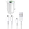 PH26 Caricabatterie da auto rapido 30W PD & QC 3.0 per Motorola One Fusion+ Ultra-Compact e Potente + 1 Cavo USB a USB Tipo C e 1 cavo TypeC - TypeC - Doppie porte