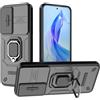 ESTH® Cover per Honor 90 Lite 5G con Custodia per Fotocamera Scorrevole e Supporto ad Anello [Custodia Paraurti Compatibile con Supporto Magnetico per Auto], Nero