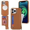 SailorTech Custodia per iPhone 15 Pro Max Custodia in Pelle con porta carte di credito mag safe, iPhone 15 Pro Max Custodia con slot per carte di credito Portafoglio Zipper per donna-Marrone