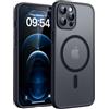 TOCOL Cover Magnetica per iPhone 12 Pro Max 6,7 Pollic, Compatibile con MagSafe, Protezione Fotocamera Integrata, Custodia Antiurto Traslucida Opaca, Nero
