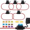 TUNOTYUE 5 Pezzi 16AWG Portafusibile In-Line, Impermeabile Lama Portafusibile, con 3/5/7.5/10/15/20 A Fusibile a Lama Standard e Estrattore Fusibili, per Auto, Barca, Camion, Moto, Caravan