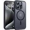 TOCOL Cover Magnetica per iPhone 15 Pro Max 6,7 Pollic, Compatibile con MagSafe, Protezione Fotocamera Integrata, Custodia Antiurto Traslucida Opaca, Nero