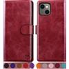 SUANPOT Custodia a portafoglio per iPhone 13 (non 13Pro) da 6,1 pollici 5G con blocco RFID, porta carte di credito, flip book in pelle PU custodia antiurto cellulare donne uomini per Apple 13 custodia