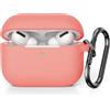 KOKOKA Custodia in Silicone Compatibile con AirPods Pro 2, Case Cover Protettiva in Premium Silicone per Airpods Pro 2 (2022 Released) Custodia con Moschettone, LED Frontale Visibile, Coral Orange