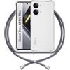 ANFAIRLACE Cover Cordino Compatibile con Xiaomi Poco X8 Pro Max, Custodia Laccio Trasparente Silicone Morbido Regolabile Antiurto Rinforza Angoli Cuscino d'Aria Chiaro Case, Grigio