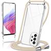 Kilbnom Cover per Samsung Galaxy A33 5G con Cordino, Trasparente Custodia con Laccio Tracolla Cellulare Girocollo Collana Corda Catena Cinghia, Ultra Morbido Silicone TPU Antiurto Case, Cachi