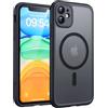 TOCOL Cover Magnetica per iPhone 11 6,1 Pollic, Compatibile con MagSafe, Protezione Fotocamera Integrata, Custodia Antiurto Traslucida Opaca, Nero