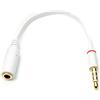 System-S Cavo audio 15 cm stereo AUX jack 3,5 mm maschio a femmina piatto bianco